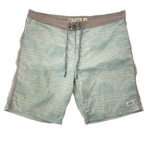 Katin Board Shorts Mens 36 Swim Trunks Unlined Polyester Blend Pastel Mint Green
